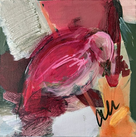 Pink Bird Foraging for Orange