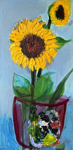 Sunflowers in Mulberry Pot 