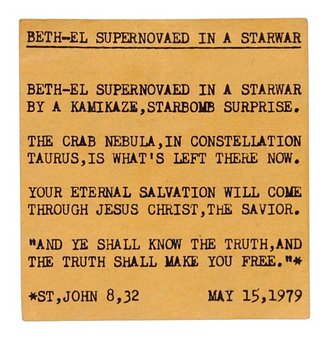 Beth-el Supernovaed In A Starwar
5/15/1979