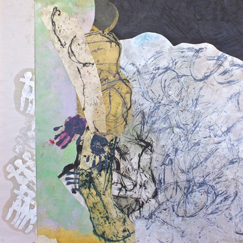 abstract contemplative figurative drawing painting collage