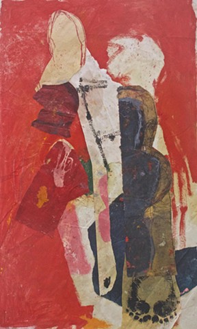 abstract contemplative figurative drawing painting collage