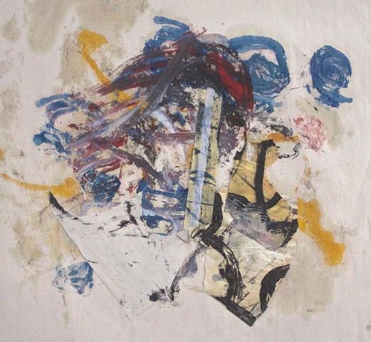 abstract contemplative drawing painting,oil and paper