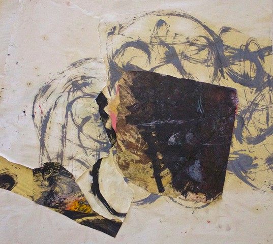 abstract contemplative drawing painting,oil and paper