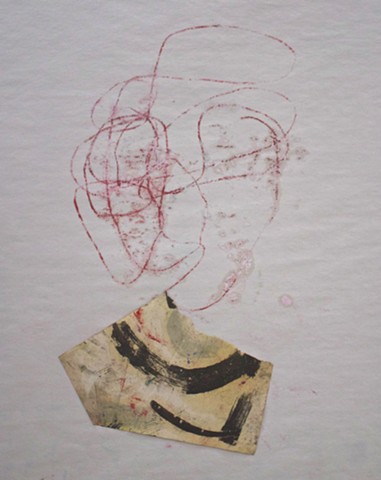 abstract contemplative drawing painting,oil and paper