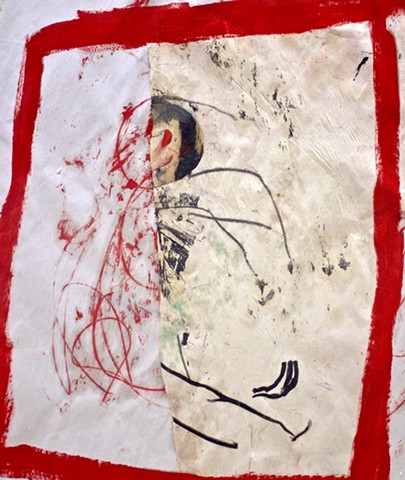 abstract contemplative figurative drawing painting collage