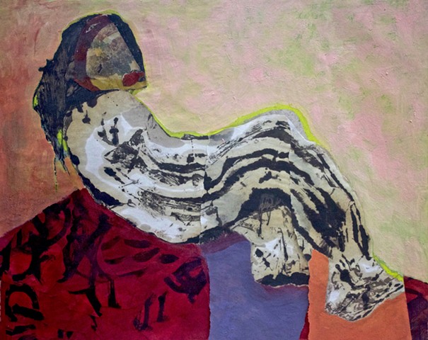 abstract contemplative figurative drawing painting collage