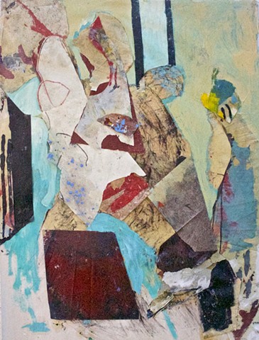 abstract contemplative figurative drawing painting collage