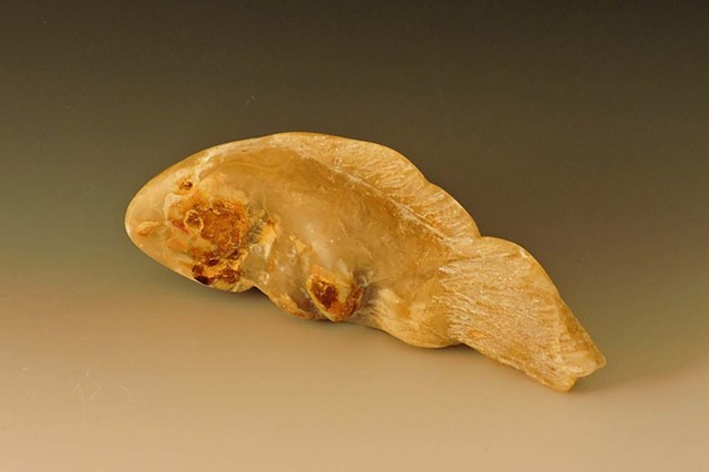 golden alabaster, Judith Kepner Rose, fish carving