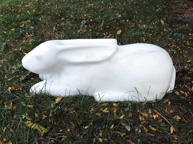 marble, stone, rabbit, garden sculpture Judith Kepner Rose