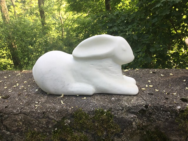 rabbit, marble, garden sculpture, Judith Kepner Rose, stone