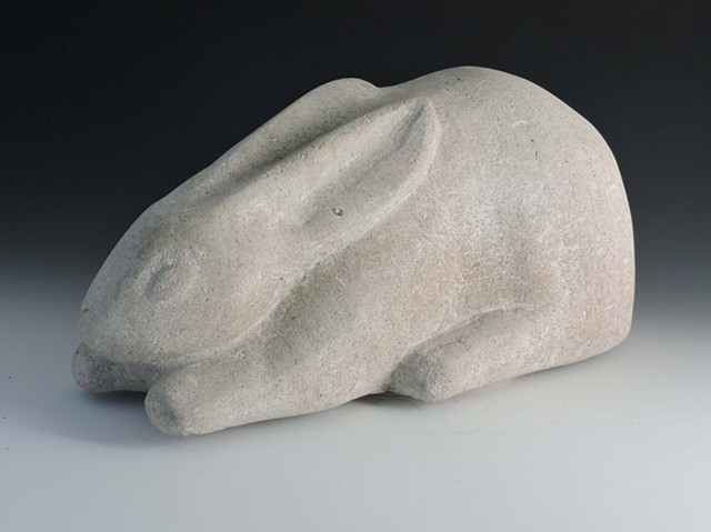 limestone, garden, rabbit, bunny, sculpture, Judith Kepner Rose, carving