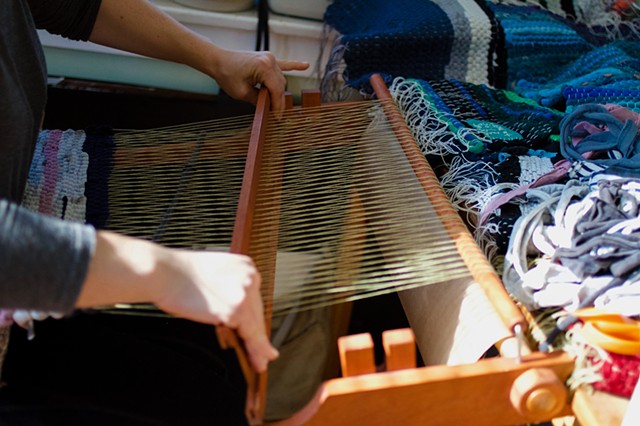 durational weaving project transforming cast-of clothes into useful objects.
