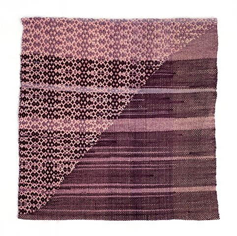 naturally dyed purple weaving with pattern over half at diagonal
