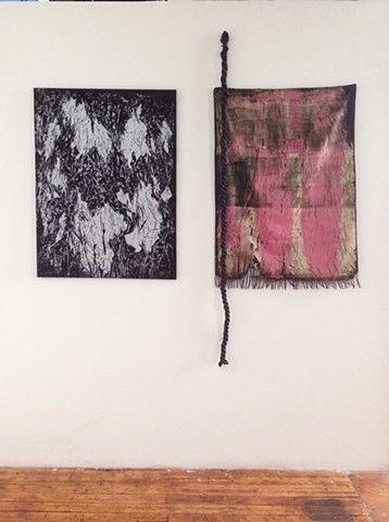 mono=rinted screenprints with rope