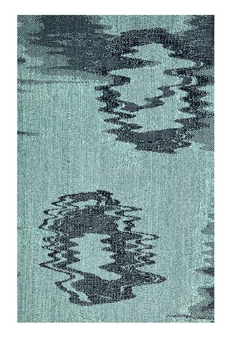 Teal weaving of water with two reflected moons, a mix of big and small patterns