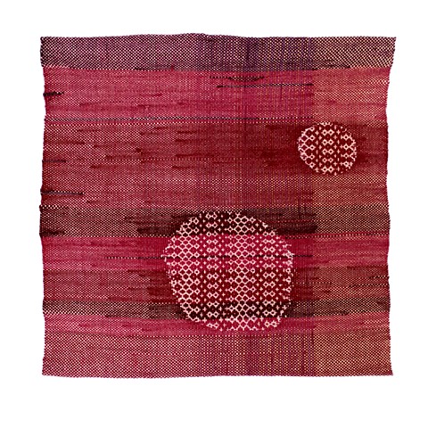 Pink weaving of two patterend circles with wool/Alpaca yarn, natural dyed with cochineal