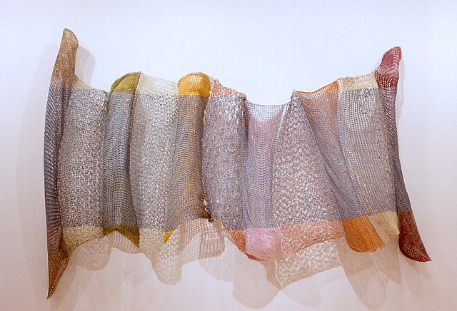 Crocheted fiberglass wall sculpture by Yvette Kaiser Smith
