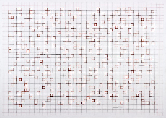 grid drawing on panel based on the number e by Yvette Kaiser Smith