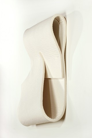 Simple folded 3D form in thick white felt