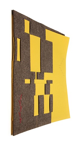 grey and yellow industrial felt weaving by Yvette Kaiser Smith