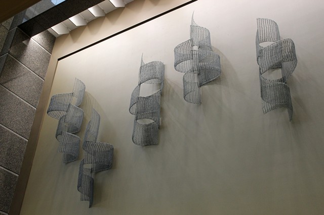 Yvette Kaiser Smith art installation of crocheted fiberglass sculpture at Two Prudential Plaza