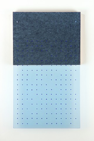 Minimal, geometric, blue acrylic, wall art by Yvette Kaiser Smith