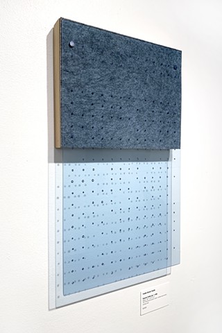 Minimal, geometric, blue acrylic, wall art by Yvette Kaiser Smith