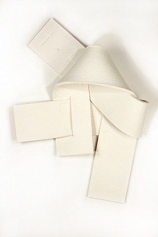 2 straps of thick off-white felt knotted together in chaotic manner