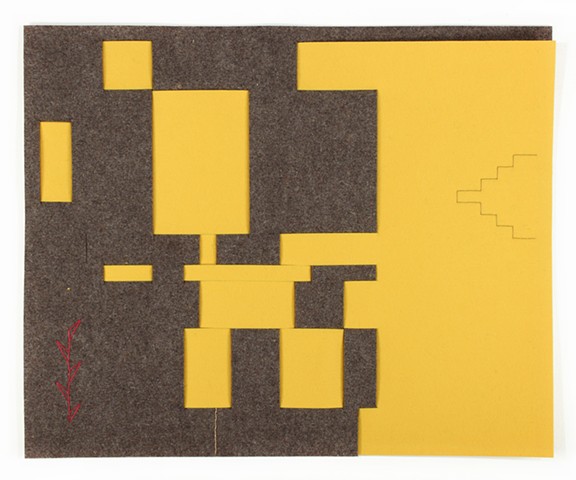 grey and yellow industrial felt weaving by Yvette Kaiser Smith