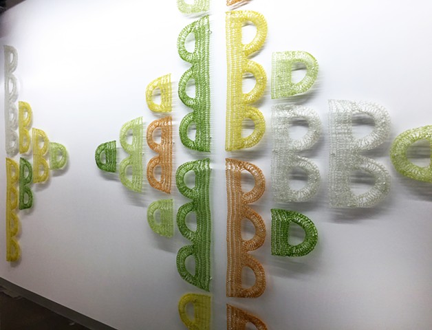 FB AIR Program Project, multi colored crocheted fiberglass wall sculpture by Yvette Kaiser Smith