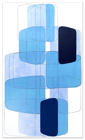 Blue abstract geometric acrylic with graphite on panel by Yvette Kaiser Smith