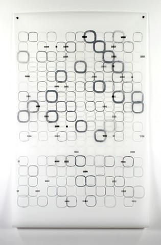 Grid, pattern drawing, graphite on Dura-Lar by Yvette Kaiser Smith