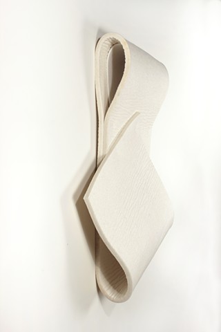 Simple folded 3D form in thick white felt