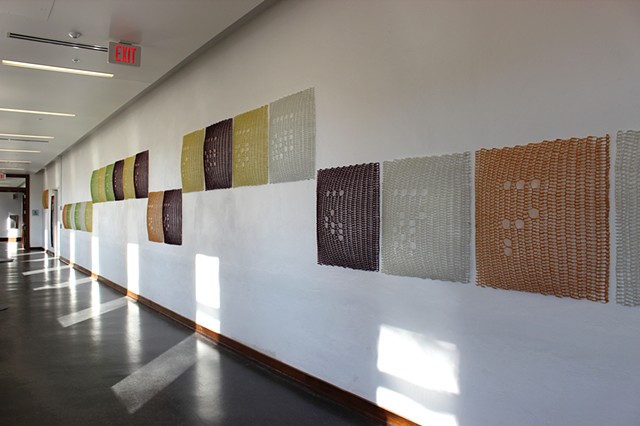 Lifesaver Movement in e, Yvette Kaiser Smith crocheted fiberglass sculpture installation at UIUC Lincoln Hall ATLAS