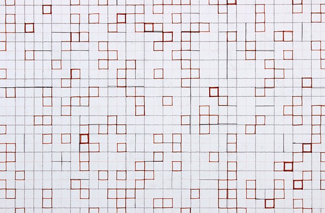 grid drawing on panel based on the number e by Yvette Kaiser Smith