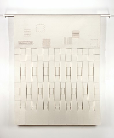 Weaved off-white felt with twine embroidery by Yvette Kaiser Smith