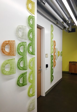 FB AIR Program Project, multi colored crocheted fiberglass wall sculpture by Yvette Kaiser Smith