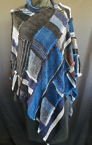 The Blues Patchwork Poncho