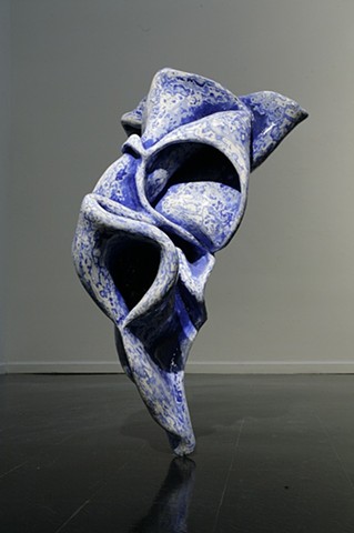 Fiberglass, resin, outdoor sculpture, blue, psychedelic, balance, perfect, contemporary