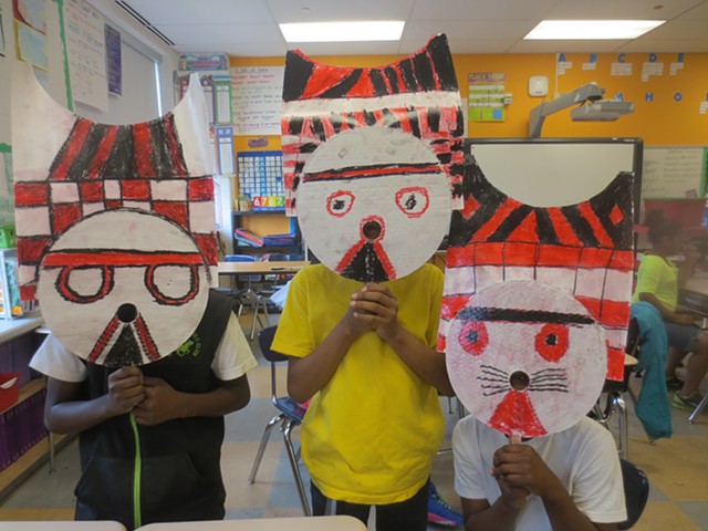 Bwa Mask, symmetrical mask, 6th grade Art and Math project, 6th grade art project