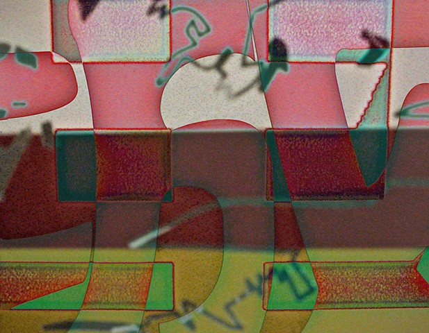 Abstract Art, Hard Edge Abstract Art, Chinese Calligraphy, Digital Photograph, Color Photograph, Computer art based off of digital altered photographs.