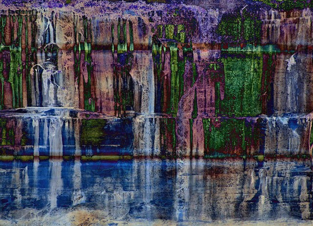 Waterfall, Abstract Art, Hard Edge Abstract Art, Digital Photograph, Color Photograph, Computer art based off of digital altered photographs.
