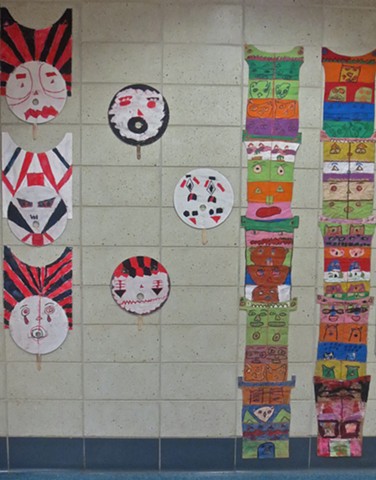 Bwa Mask, symmetrical mask, 6th grade Art and Math project, 6th grade art project