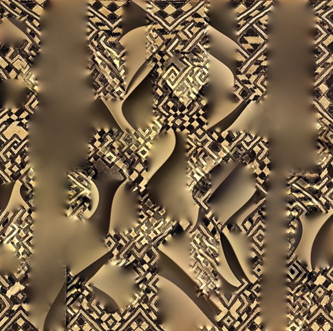 Computer art based off of a digital photograph of Mali Mud Cloth