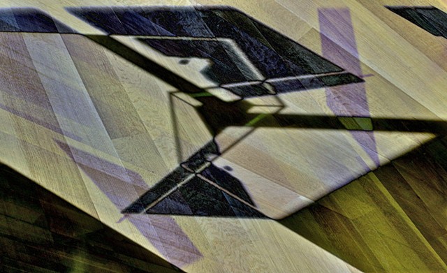 Digital altered photo of light reflection on wooden floor. 