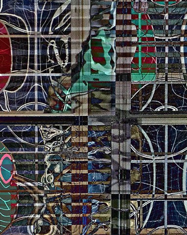Computer art based off of digital altered photographs of Chicago window reflections.