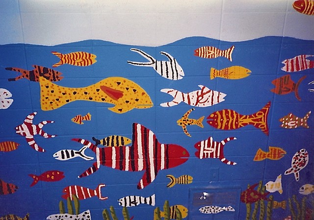 3rd grade School fish mural