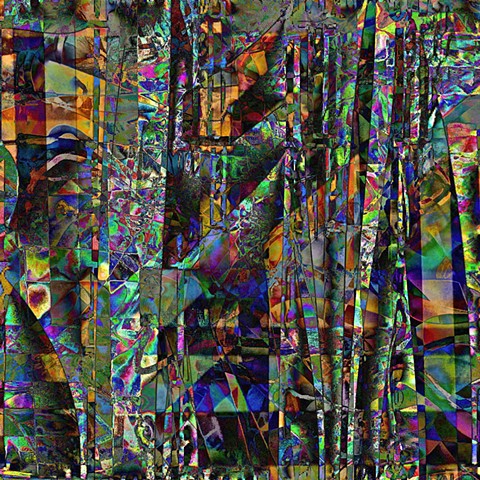 Computer art based off of a digital altered photograph of an Ancient Russian Manuscript page, and other digital altered photographs.