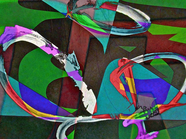 Spinning Toys, Chinese Callagraphy, Abstract art, Hard Edge Art, Digital photography, color photography, Computer art, Computer art based off digital altered photographs