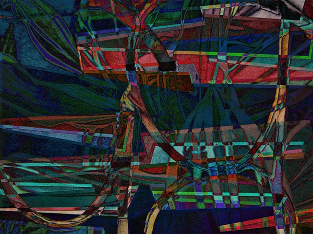 Lawn Mower, 21st Century, Abstract Art, Hard Edge Abstract Art, Digital Photograph, Color Photograph, Computer art based off of digital altered photographs.